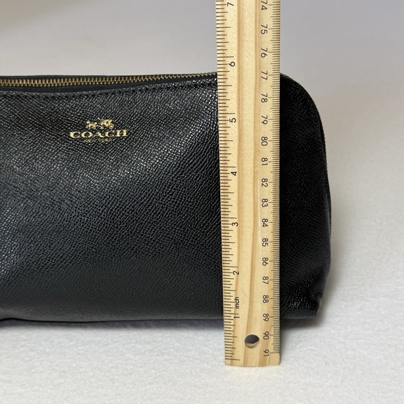Coach Black Grained Leather Cosmetic Bag Makeup Pouch Zippered Bag Small - Picture 6 of 8